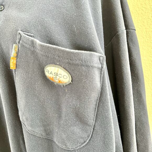 RASCO FR 3 Button Pullover Long Sleeve Shirt Men’s 2XL Flame Resistant Navy - Picture 3 of 13
